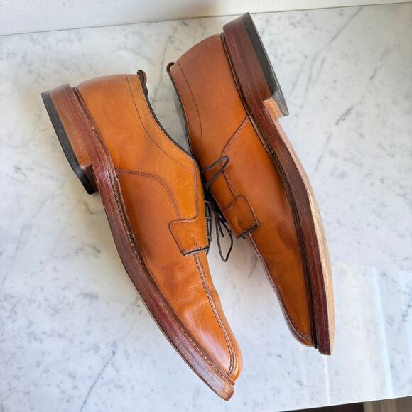 Allen Edmonds Hillcrest Derby Shoes Tan Leather 11.5C Made in USA - Picture 4 of 15